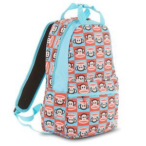 💯NWT Original PAUL FRANK Nylon Backpack Julius Monkey Graphic Blue Red Pattern